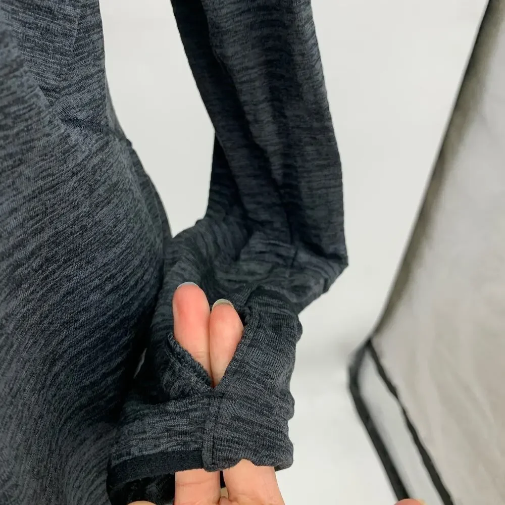 Nike Top Womens L Large Charcoal Element Sphere Thumbholes Mitten Cuff Half Zip